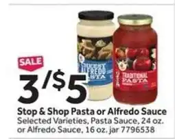 Stop&Shop Stop & Shop Pasta or Alfredo Sauce offer