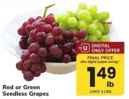 Safeway Red or Green Seedless Grapes offer