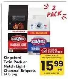 Safeway Kingsford Twin Pack or Match Light Charcoal Briquets offer