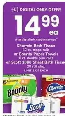 Safeway Charmin Bath Tissue, Bounty Paper Towels, Scott Bath Tissue offer