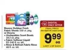 Safeway Bounce Outdoor Fresh Fabric Sheets or Downy offer