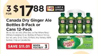 ShopRite Canada Dry Ginger Ale Bottles 8-Pack or Cans 12-Pack offer