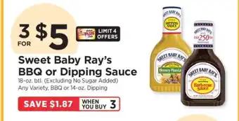 ShopRite Sweet Baby Ray’s BBQ or Dipping Sauce offer