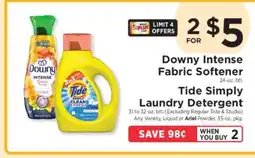 ShopRite Downy Intense Fabric Softener & Tide Simply Laundry Detergent offer