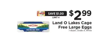 ShopRite Land O Lakes Cage Free Large Eggs offer