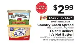 ShopRite Country Crock Spread / I Can't Believe It's Not Butter! offer