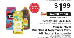 ShopRite Turkey Hill Iced Tea / Minute Maid Punches & Newman's Own All Natural Lemonade offer