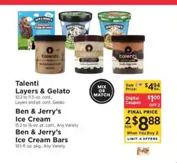 ShopRite Talenti Layers & Gelato, Ben & Jerry’s Ice Cream, Ben & Jerry’s Ice Cream Bars offer