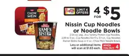 ShopRite Nissin Cup Noodles or Noodle Bowls offer