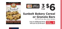 ShopRite Sunbelt Bakery Cereal or Granola Bars offer