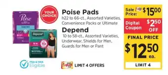 ShopRite Poise Pads or Depend offer
