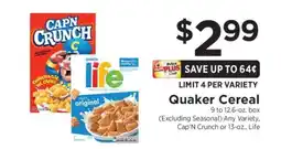 ShopRite Quaker Cereal offer