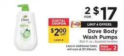 ShopRite Dove Body Wash Pumps offer