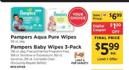 ShopRite Pampers Aqua Pure Wipes / Pampers Baby Wipes 3-Pack offer