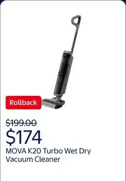 Walmart MOVA K20 Turbo Wet Dry Vacuum Cleaner with Hot Air Drying and Self-Cleaning Features offer