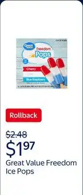 Walmart Great Value Assorted Flavor Freedom Ice Pops offer