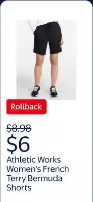 Walmart Athletic Works Women's and Women's Plus French Terry Bermuda Shorts offer