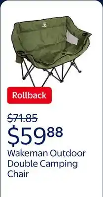 Walmart Wakeman Outdoor Double Camping Chair - Camp Loveseat with Carry Bag, Olive offer