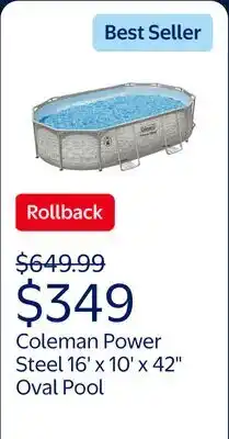 Walmart Coleman Power Steel 16' x 10' x 42 Oval Above Ground Pool Set offer