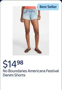 Walmart No Boundaries Americana Festival Denim Shorts, 2'' Inseam, Women's 00-18 offer
