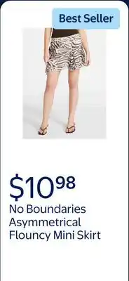 Walmart No Boundaries Asymmetrical Flouncy Mini Skirt, Women's offer