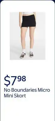 Walmart No Boundaries Micro Mini Skort, Women's offer