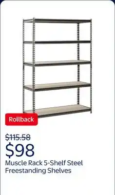 Walmart Muscle Rack 48W x 18D x 72H 5-Shelf Steel Freestanding Shelves, Silver offer