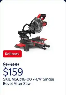 Walmart SKIL MS6316-00 10 Amp 7-1/4 Single Bevel Miter Saw with Compact Rail System & LED Shadow Line offer