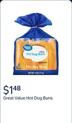 Walmart Great Value Hot Dog Buns, White offer