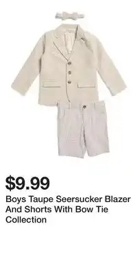 TJ Maxx Boys Taupe Seersucker Blazer And Shorts With Bow Tie Collection offer
