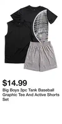 TJ Maxx Big Boys 3pc Tank Baseball Graphic Tee And Active Shorts Set offer
