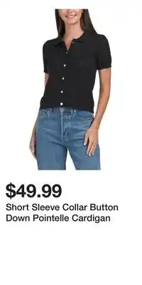 TJ Maxx Short Sleeve Collar Button Down Pointelle Cardigan offer