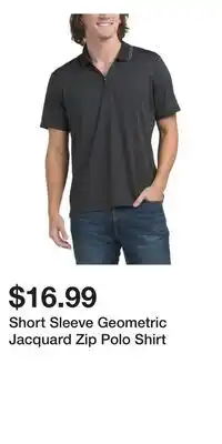 TJ Maxx Short Sleeve Geometric Jacquard Zip Polo Shirt offer