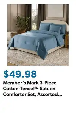Sam's Club Member's Mark 3-Piece Cotton-Tencel Sateen Comforter Set, Assorted Sizes offer
