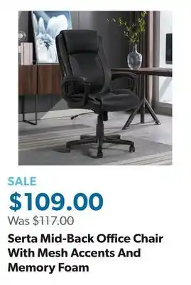 Sam's Club Serta Mid-Back Office Chair With Mesh Accents And Memory Foam offer