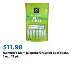 Sam's Club Member's Mark Jalapeño Grassfed Beef Sticks, 1 oz., 12 pk offer