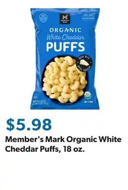 Sam's Club Member's Mark Organic White Cheddar Puffs, 18 oz offer