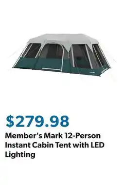 Sam's Club Member's Mark 12-Person Instant Cabin Tent with LED Lighting offer