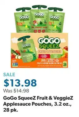Sam's Club GoGo SqueeZ Fruit & VeggieZ Applesauce Pouches, 3.2 oz., 28 pk offer