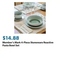 Sam's Club Member's Mark 4-Piece Stoneware Reactive Pasta Bowl Set offer