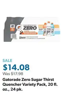 Sam's Club Gatorade Zero Sugar Thirst Quencher Variety Pack, 20 fl. oz., 24 pk offer