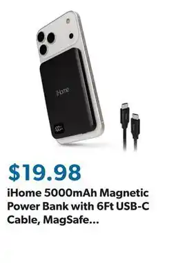 Sam's Club iHome 5000mAh Magnetic Power Bank with 6Ft USB-C Cable, MagSafe Compatible, 20W Rapid Power Delivery offer