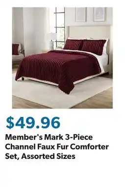 Sam's Club Member's Mark 3-Piece Channel Faux Fur Comforter Set, Assorted Sizes offer