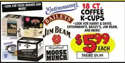 Ollie's ENTENMANN'S, BAILEYS, JIM BEAM, HANNA & DAVID MOOSE MUNCH 18 CT. COFFEE K-CUPS offer