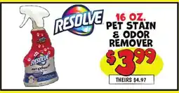 Ollie's RESOLVE PET STAIN & ODOR REMOVER offer