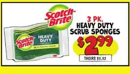 Ollie's SCOTCH BRITE 3 PK. HEAVY DUTY SCRUB SPONGES offer