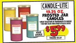 Ollie's CANDLE-LITE 19.25 OZ. FROSTED JAR CANDLES offer