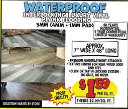Ollie's WATERPROOF INTERLOCKING LUXURY VINYL PLANK FLOORING offer