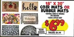 Ollie's COIR MATS OR RUBBER MATS offer