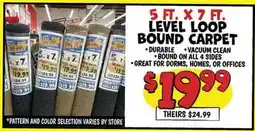 Ollie's 5 FT. X 7 FT. LEVEL LOOP BOUND CARPET offer